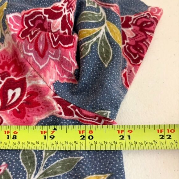 Loft T-Shirt Women's Large Floral Short Sleeve Round Neck Colorful Boho Shirt - Picture 8 of 8